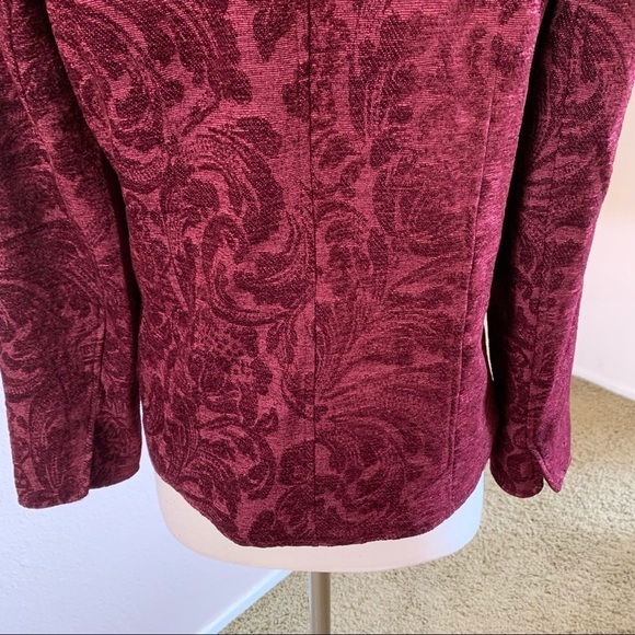 Cold Water Creek Jacquard Burgandy Blazer Sz Sm. - Picture 7 of 11